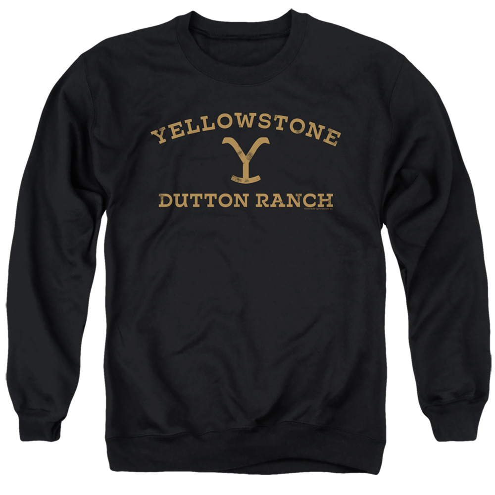 Yellowstone & Arched Logo-Adult Crewneck Sweatshirt, Black - Medium