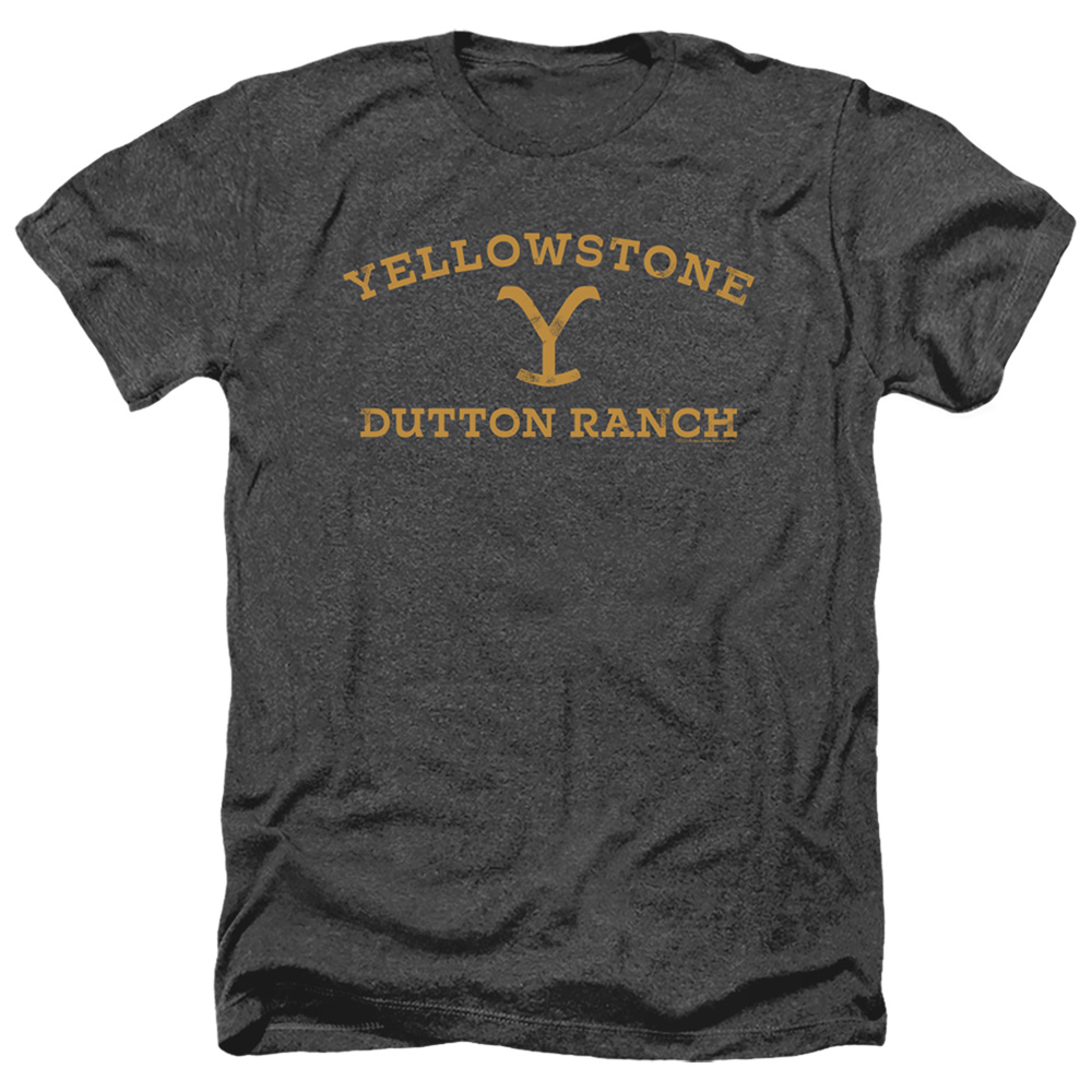 Yellowstone & Arched Logo-Adult Heather T-Shirt, Black - Medium