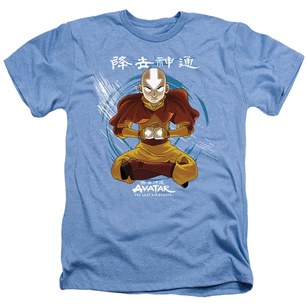 NICK251-HA-2 Avatar the Last Airbender & Power of Air-Adult Heather T-Shirt, Light Blue - Medium