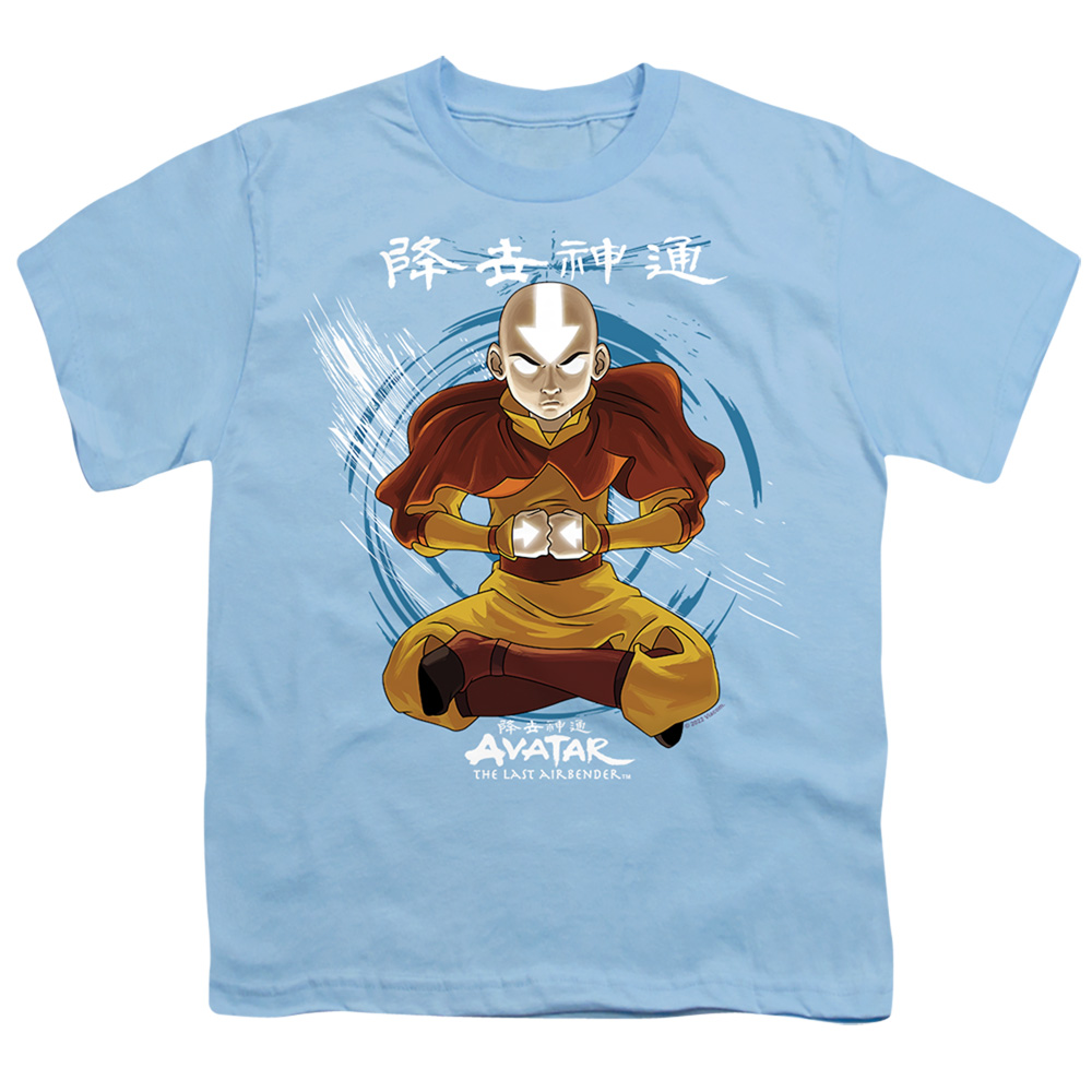 NICK251-YT-1 Avatar the Last Airbender & Power Of Air Short Sleeve Youth 18-1 T-Shirt, Light Blue - Small