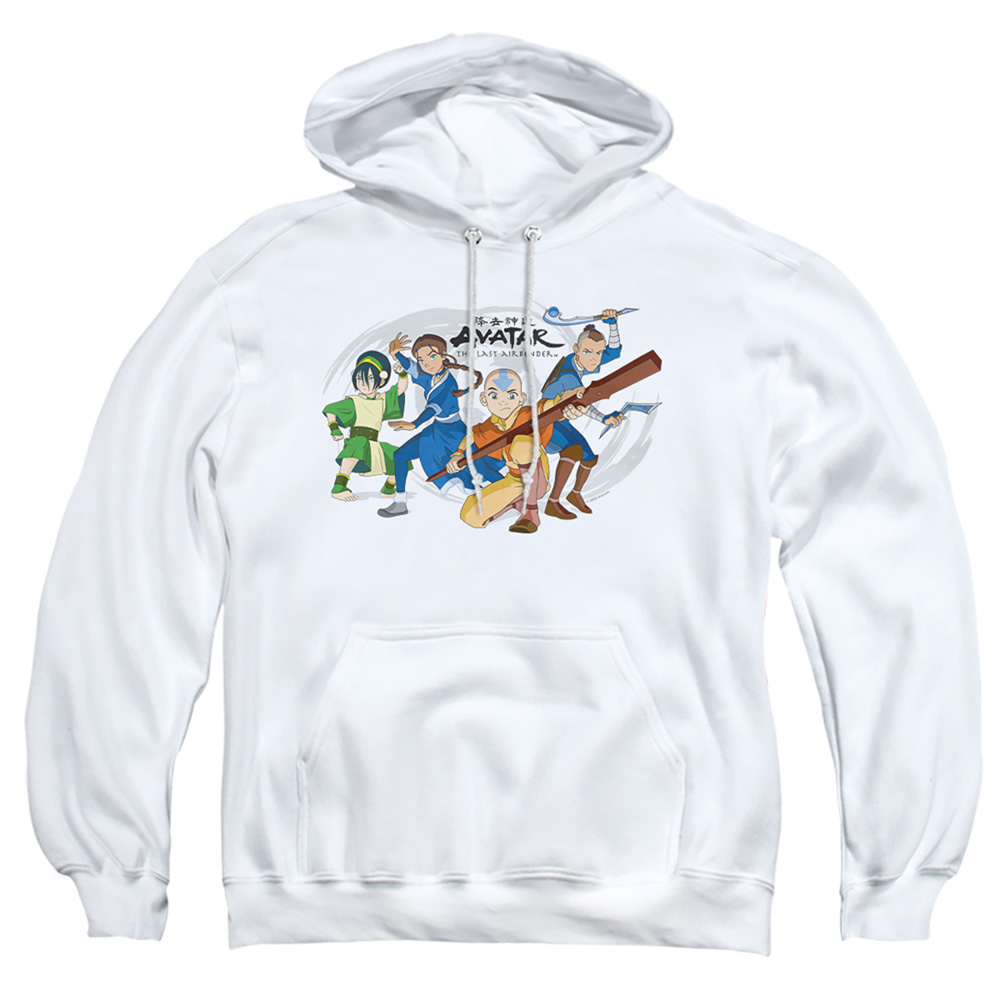 Avatar the Last Airbender & Avatars Group-Adult Pull-Over Hoodie, White - 2X