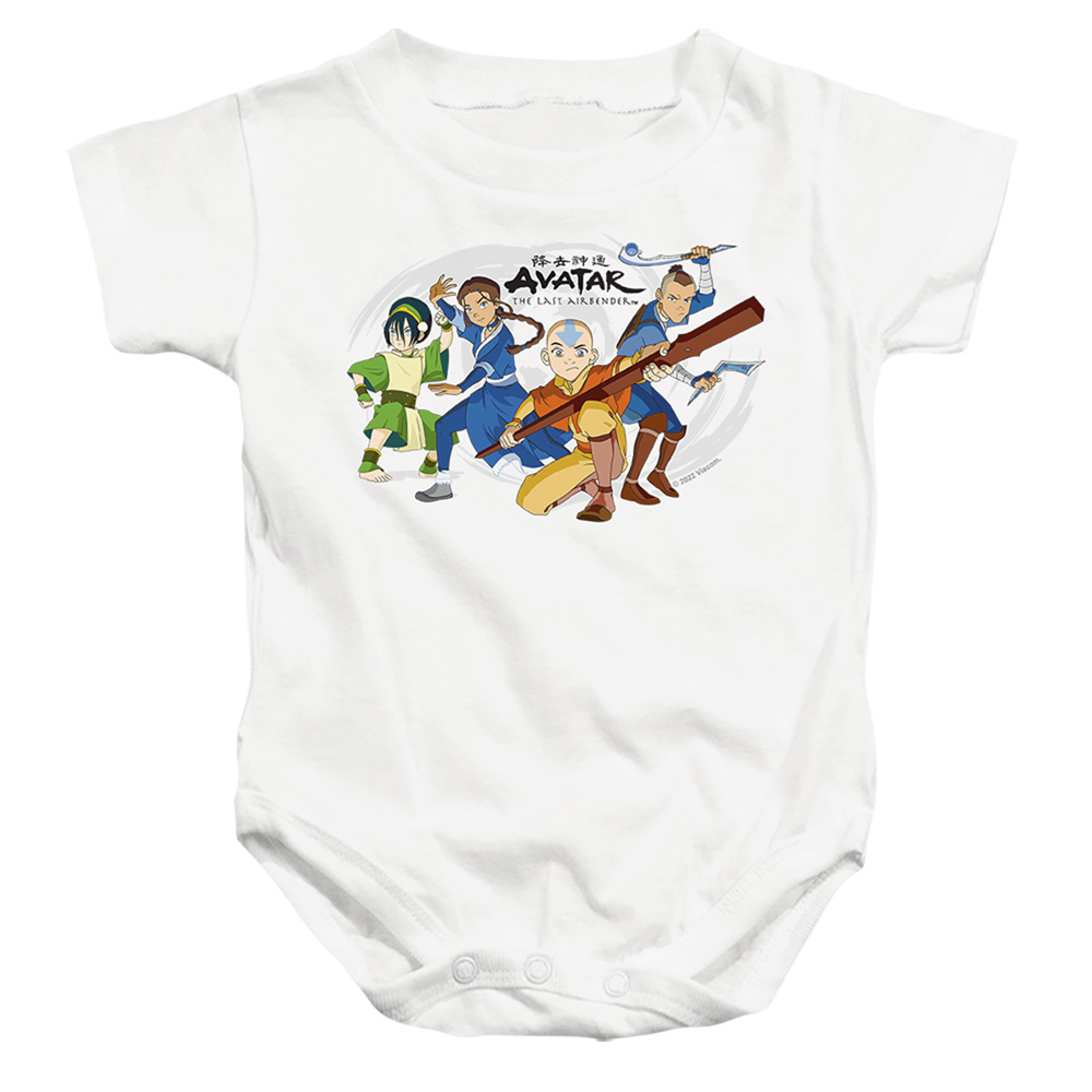 NICK270-SS-3 Avatar the Last Airbender & Avatars Group-Infant Snapsuit, White - Large - 18 Month