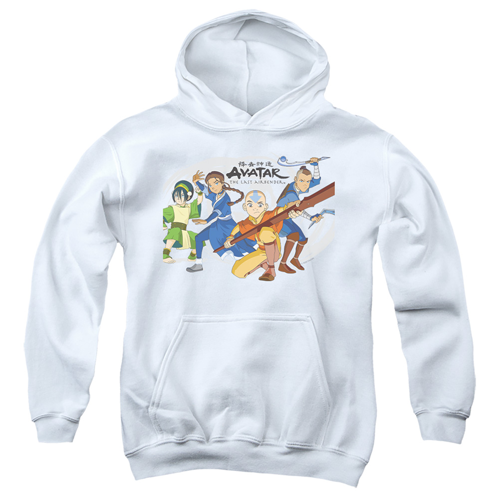 Avatar the Last Airbender & Avatars Group-Youth Pull-Over Hoodie, White - Small