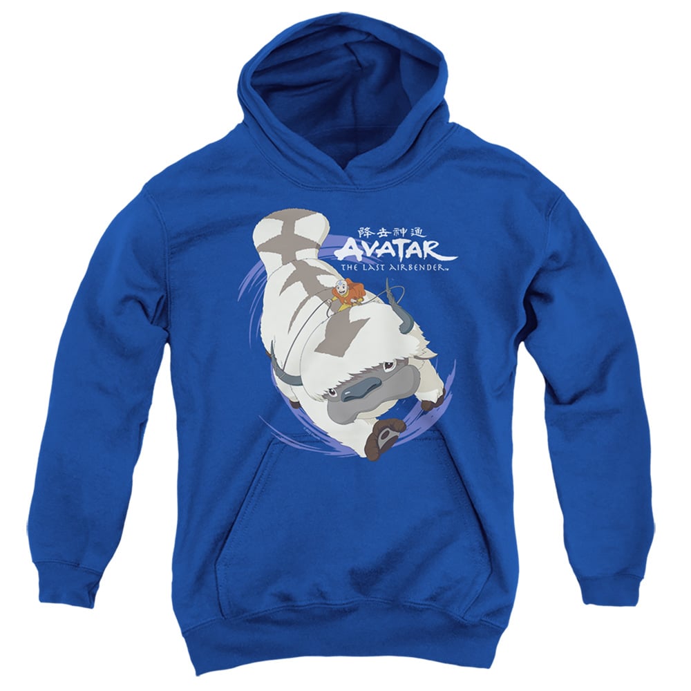 NICK272-YFTH-2 Avatar the Last Airbender & Appa In Flight-Youth Pull-Over Hoodie, Royal Blue - Medium
