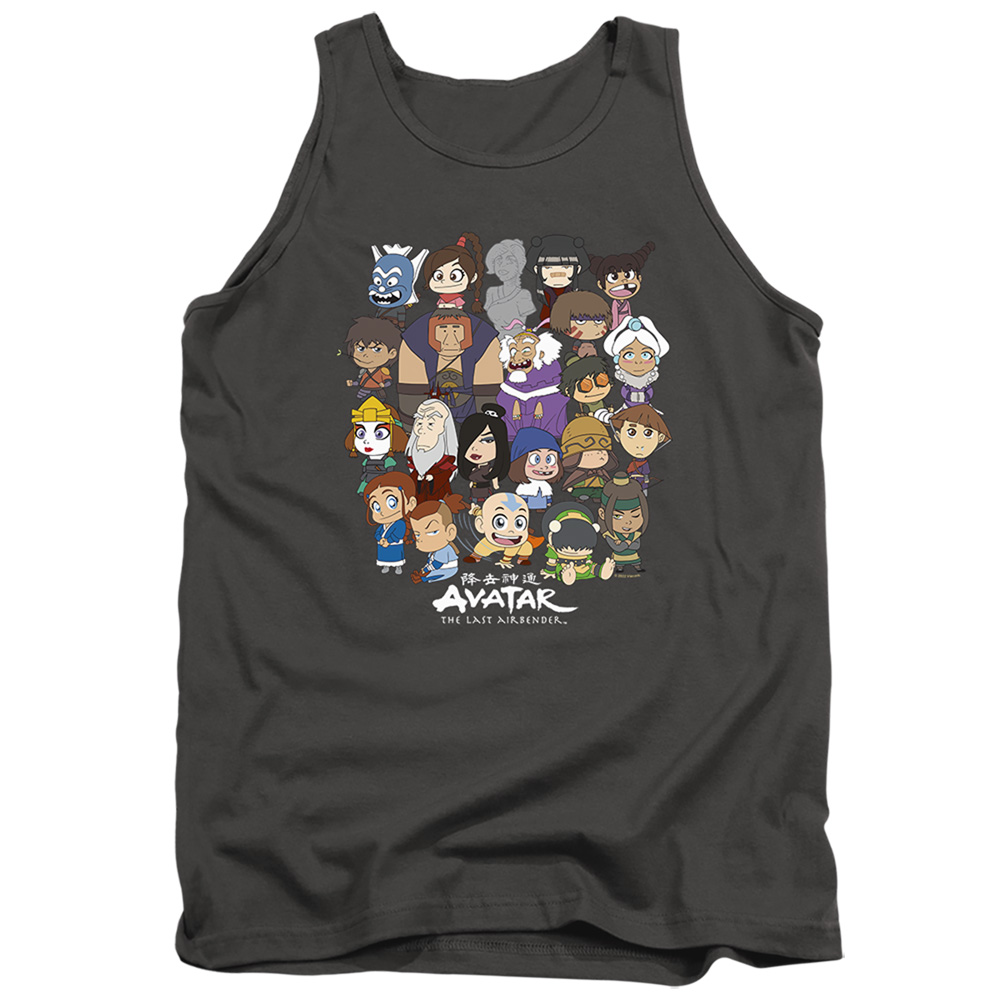 Avatar the Last Airbender & Chibi Group-Adult Tank Top, Charcoal - Medium