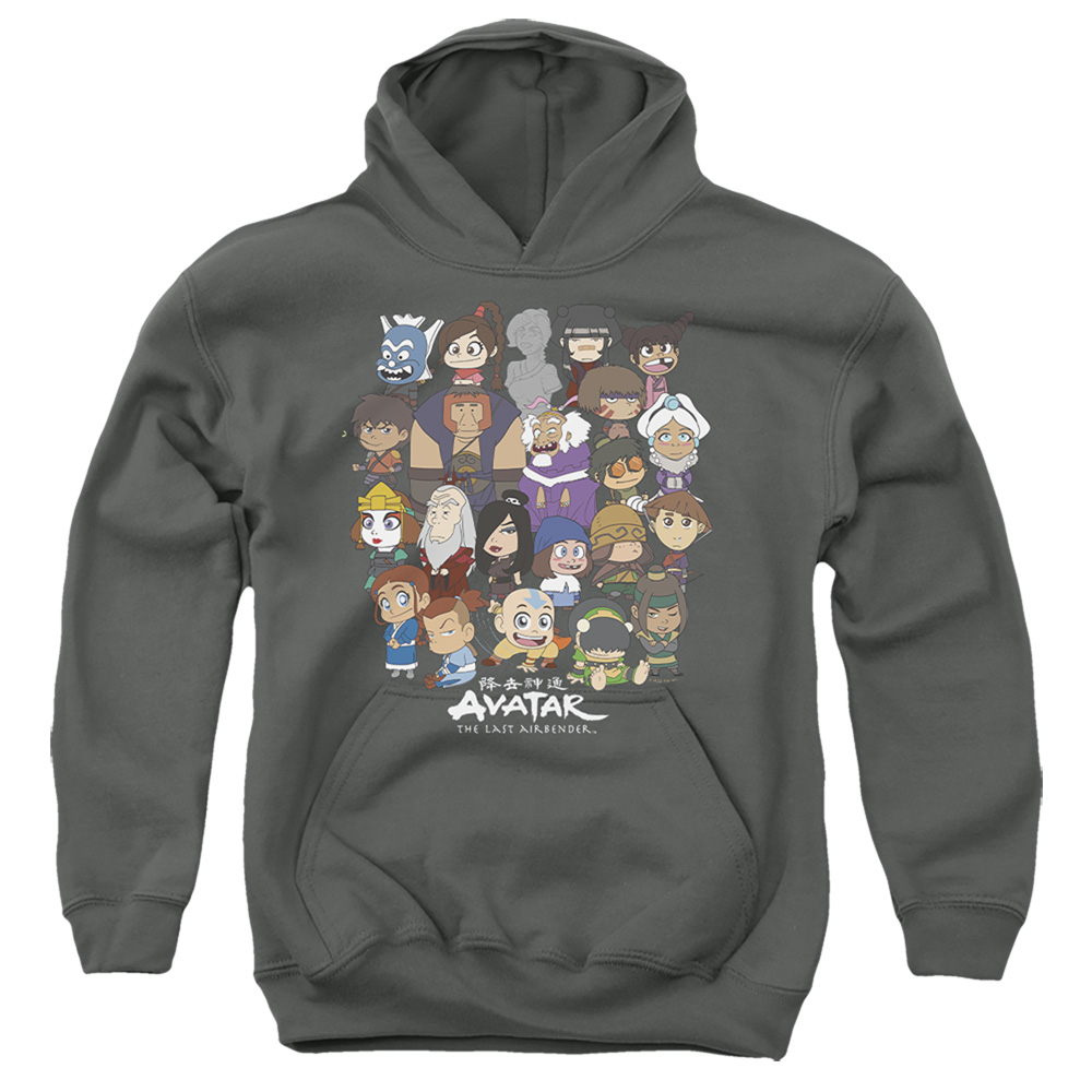 Avatar the Last Airbender & Chibi Group-Youth Pull-Over Hoodie, Charcoal - Large