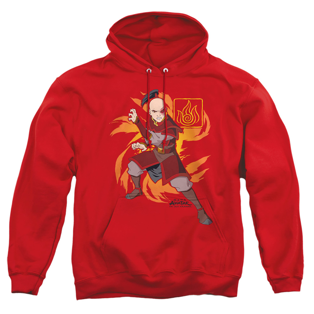 Avatar the Last Airbender & Zuko Flame Burst-Adult Pull-Over Hoodie, Red - Large
