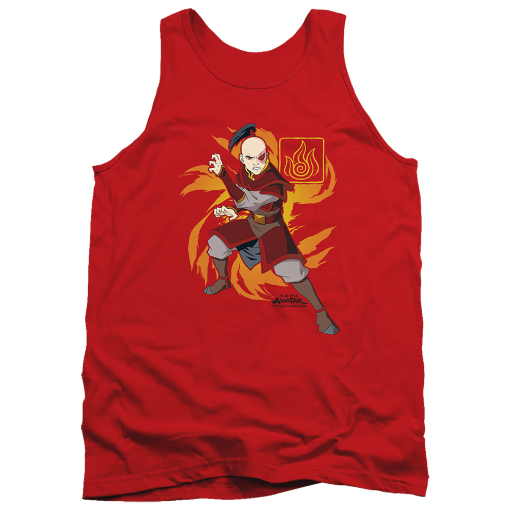 Avatar the Last Airbender & Zuko Flame Burst-Adult Tank Top, Red - Medium