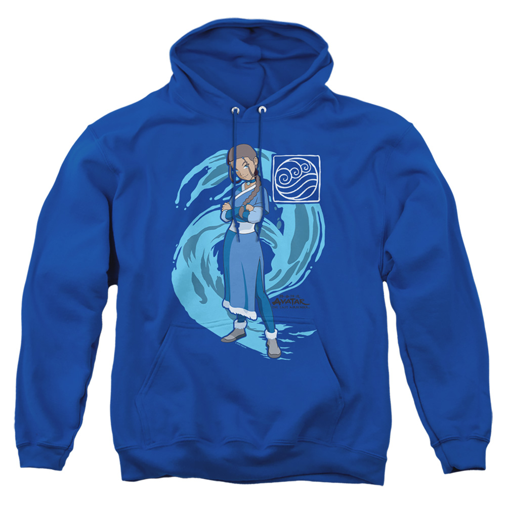 NICK292-AFTH-3 Avatar the Last Airbender & Katara Water Wave-Adult Pull-Over Hoodie, Royal Blue - Large