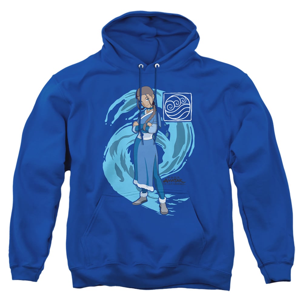 NICK292-AFTH-4 Avatar the Last Airbender & Katara Water Wave-Adult Pull-Over Hoodie, Royal Blue - Extra Large
