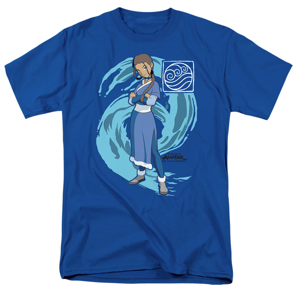 NICK292-AT-5 Avatar the Last Airbender & Katara Water Wave Short Sleeve Adult 18-1 T-Shirt, Royal Blue - 2X