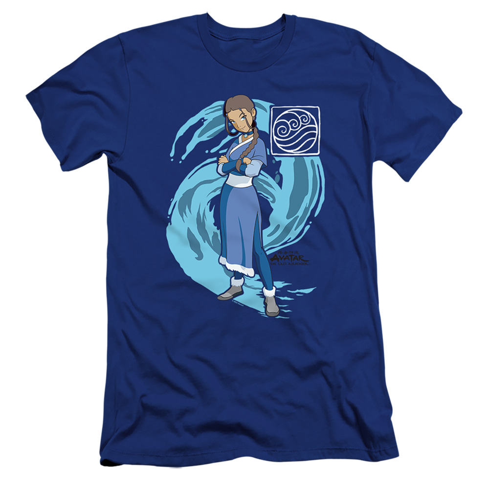 NICK292-PSF-5 Avatar the Last Airbender & Katara Water Wave-HBO Short Sleeve Adult 30-1 T-Shirt, Royal Blue - 2X