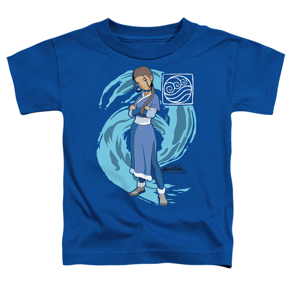 Avatar the Last Airbender & Katara Water Wave Short Sleeve Toddler T-Shirt, Royal Blue - Small 2T