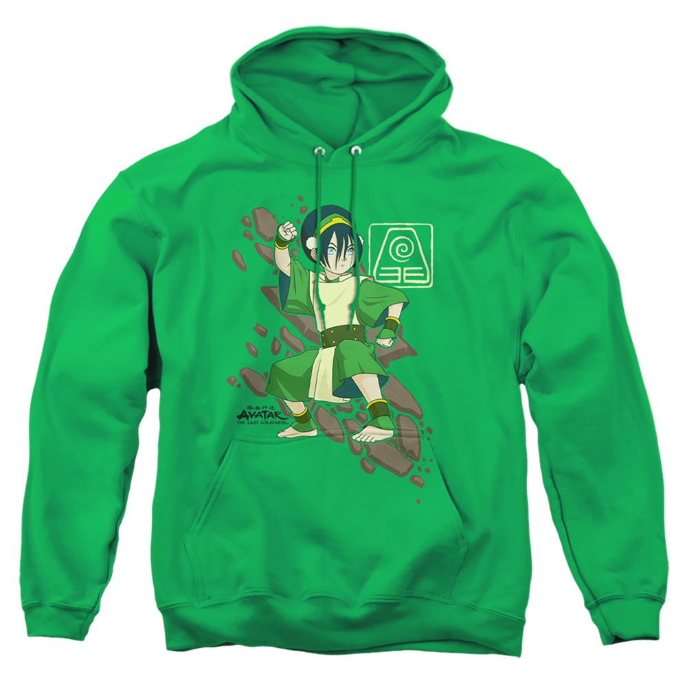 NICK293-AFTH-3 Avatar the Last Airbender & Toph Rock Slide-Adult Pull-Over Hoodie, Kelly Green - Large -  Trevco