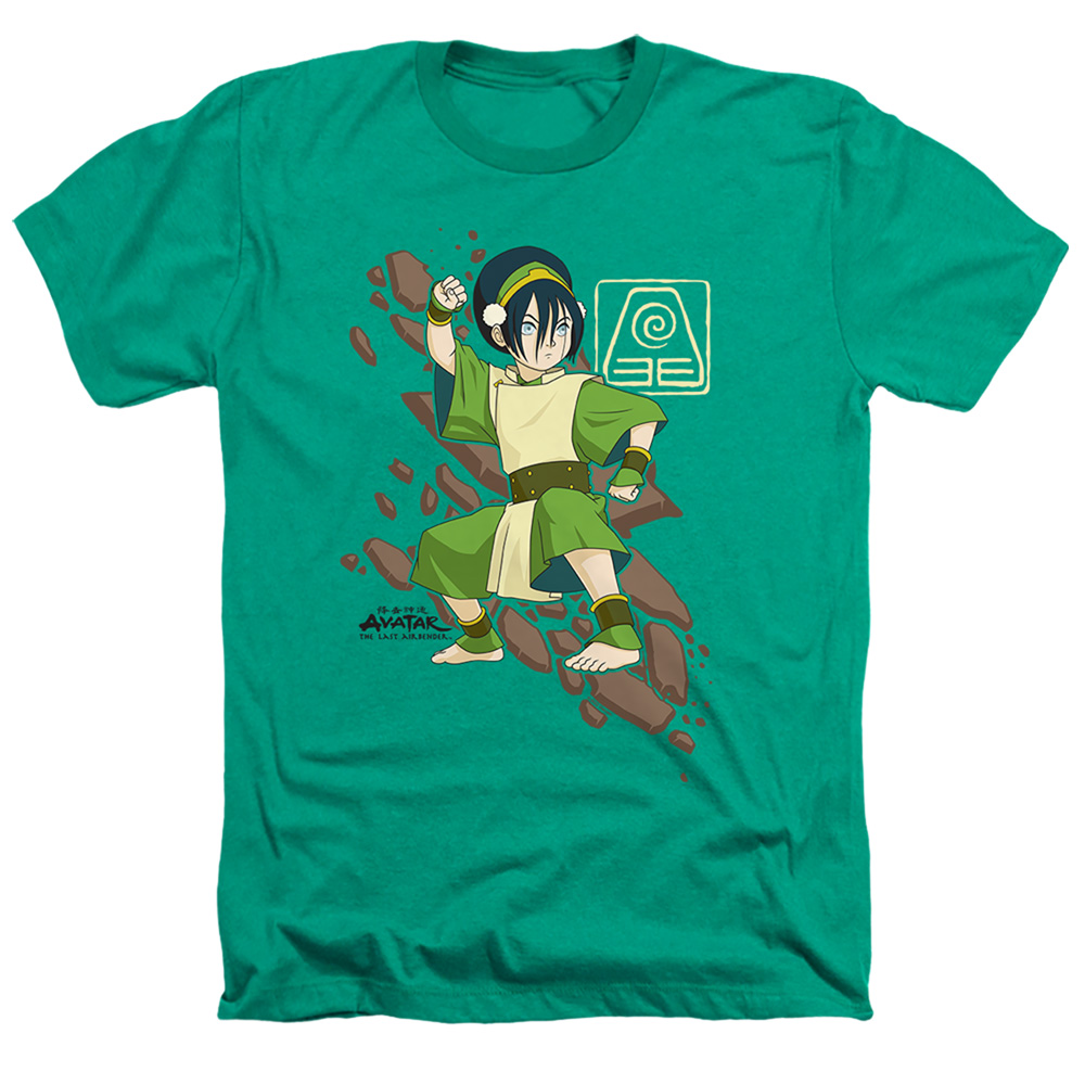 NICK293-HA-4 Avatar the Last Airbender & Toph Rock Slide-Adult Heather T-Shirt, Kelly Green - Extra Large -  Trevco