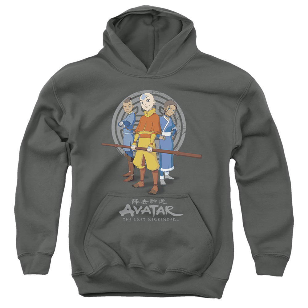 Avatar the Last Airbender & Team Avatar-Youth Pull-Over Hoodie, Charcoal - Medium