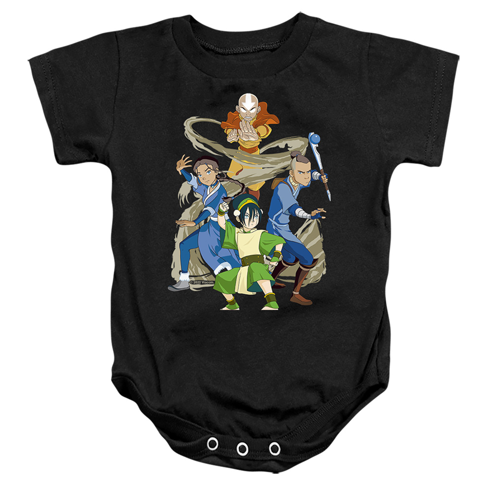 Avatar the Last Airbender & Team Avatar Elements-Infant Snapsuit, Black - Small - 6 Month