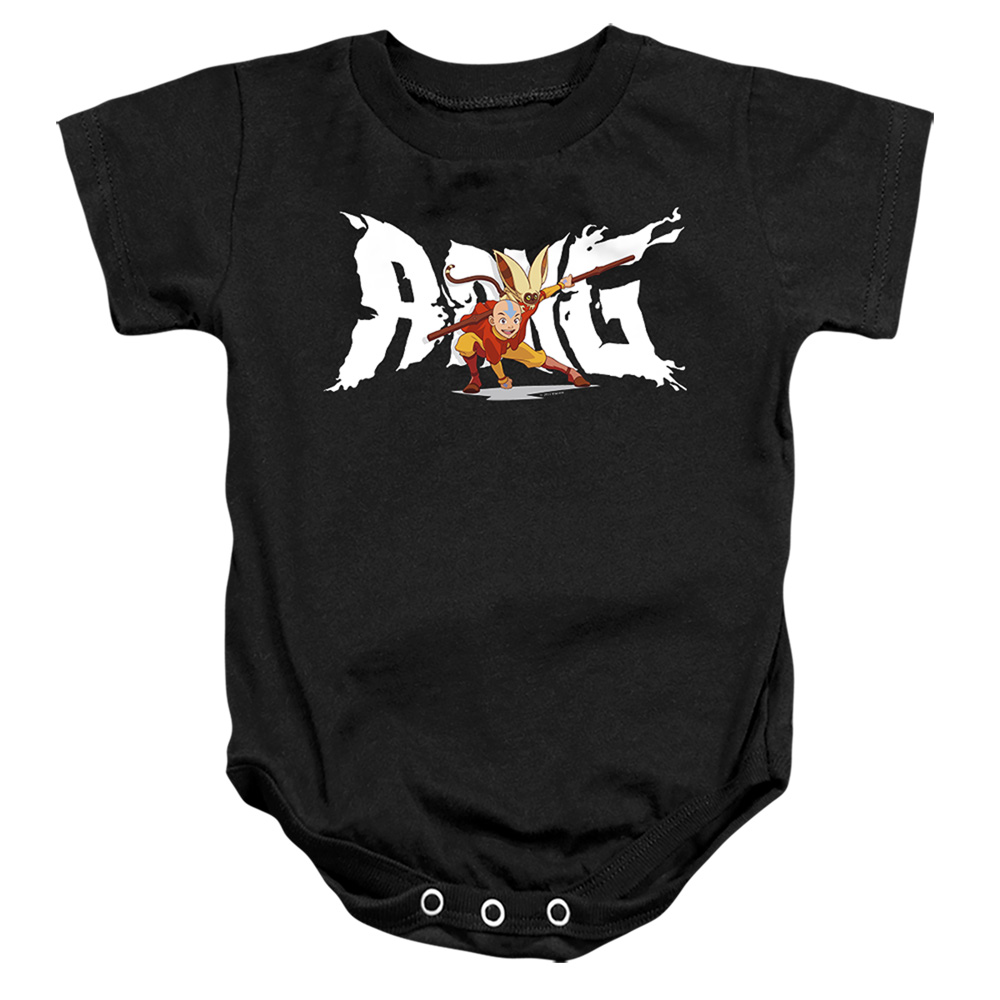 NICK487-SS-2 Avatar the Last Airbender & Aang & Momo-Infant Snapsuit, Black - Medium - 12 Month