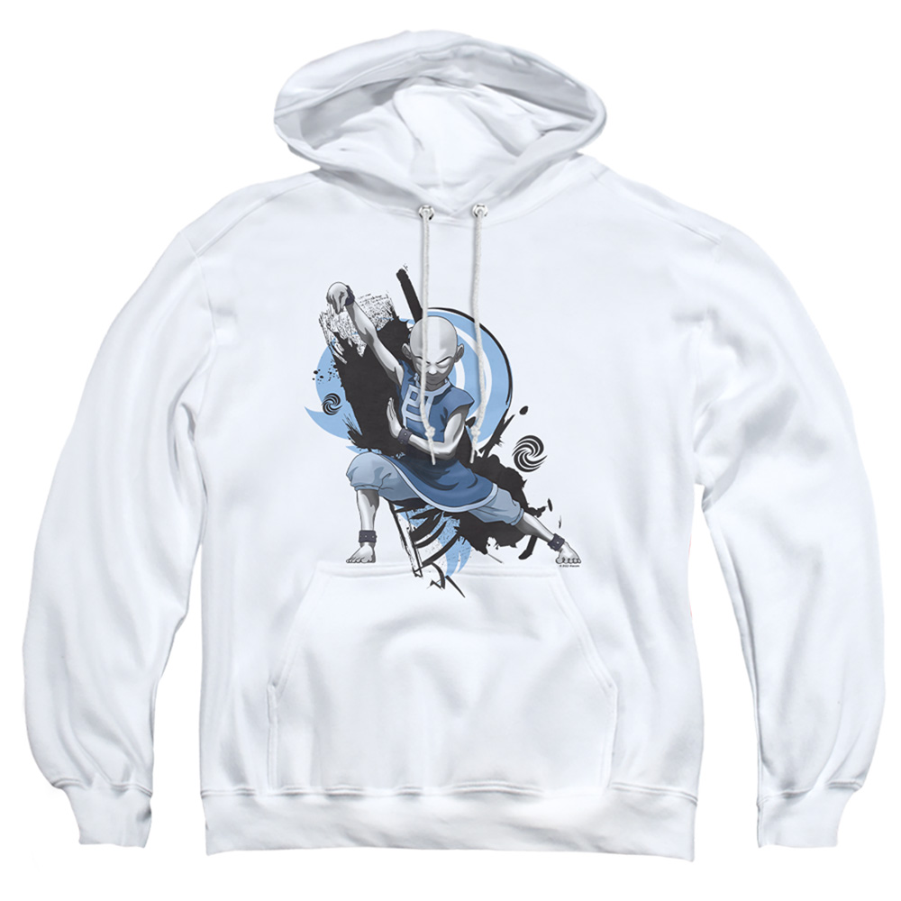 Avatar the Last Airbender & Energybending Aang-Adult Pull-Over Hoodie, White - Medium