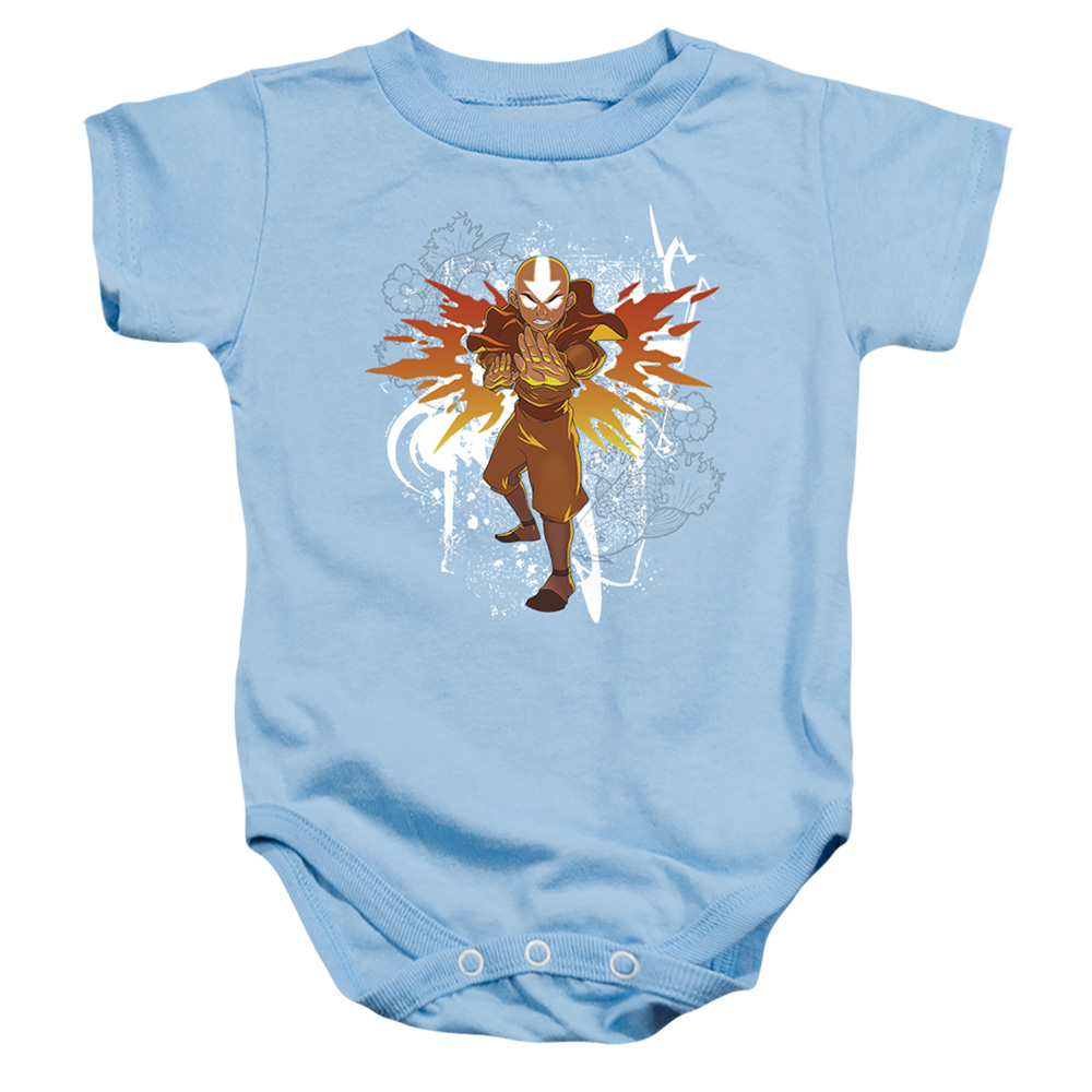 Avatar the Last Airbender & Flower & Fish Aang-Infant Snapsuit, Light Blue - Small - 6 Month