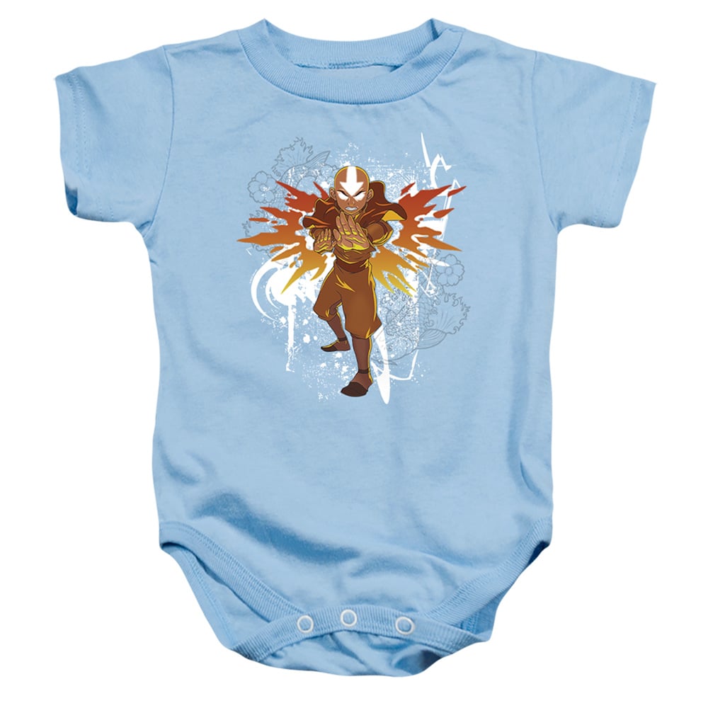 NICK501-SS-2 Avatar the Last Airbender & Flower & Fish Aang-Infant Snapsuit, Light Blue - Medium - 12 Month