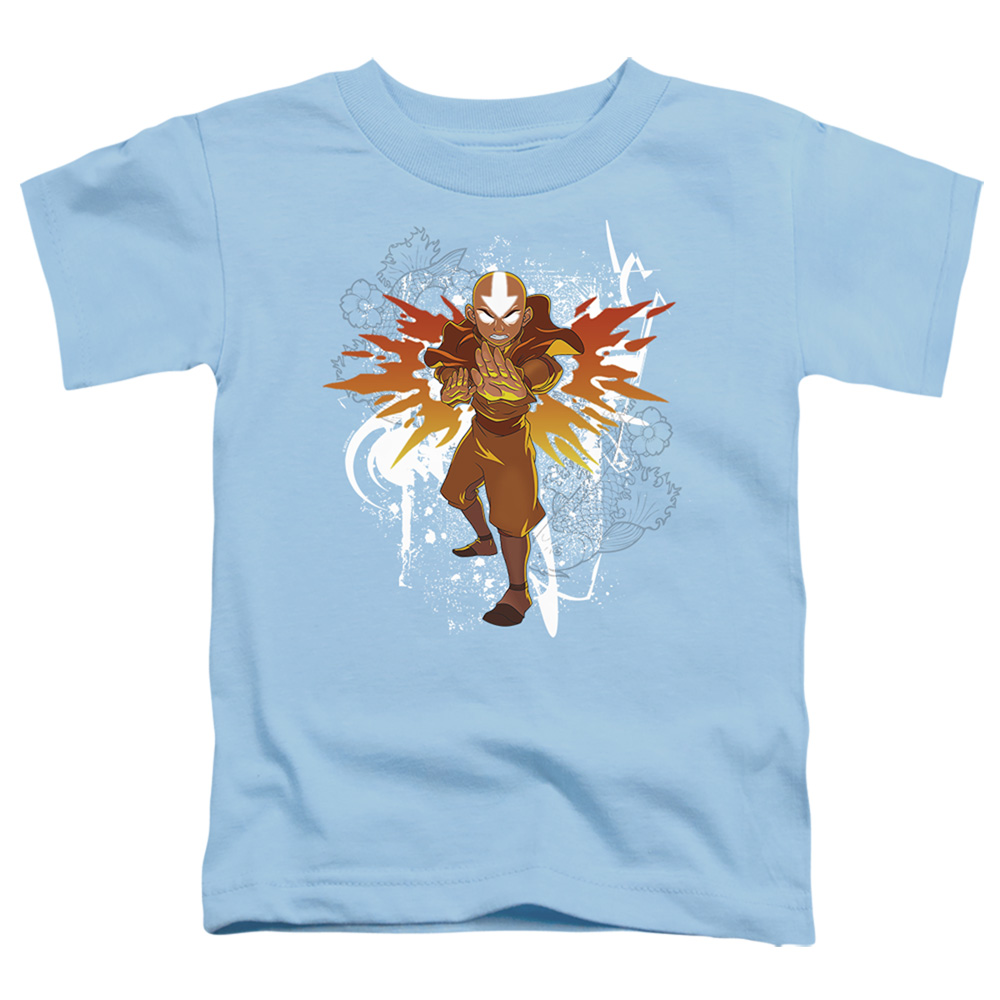 NICK501-TT-2 Avatar the Last Airbender & Flower & Fish Aang Short Sleeve Toddler T-Shirt, Light Blue - Medium 3T