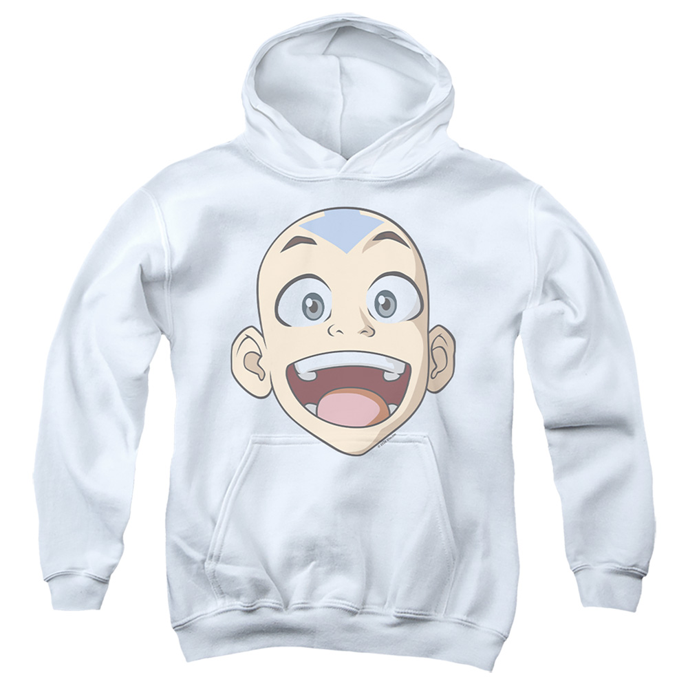 Avatar the Last Airbender & Big Aang Face-Youth Pull-Over Hoodie, White - Medium