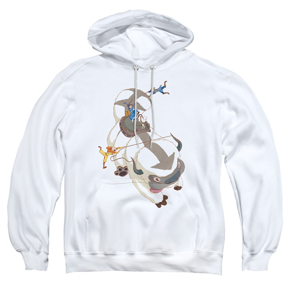 Avatar the Last Airbender & Hang On Appa-Adult Pull-Over Hoodie, White - Medium