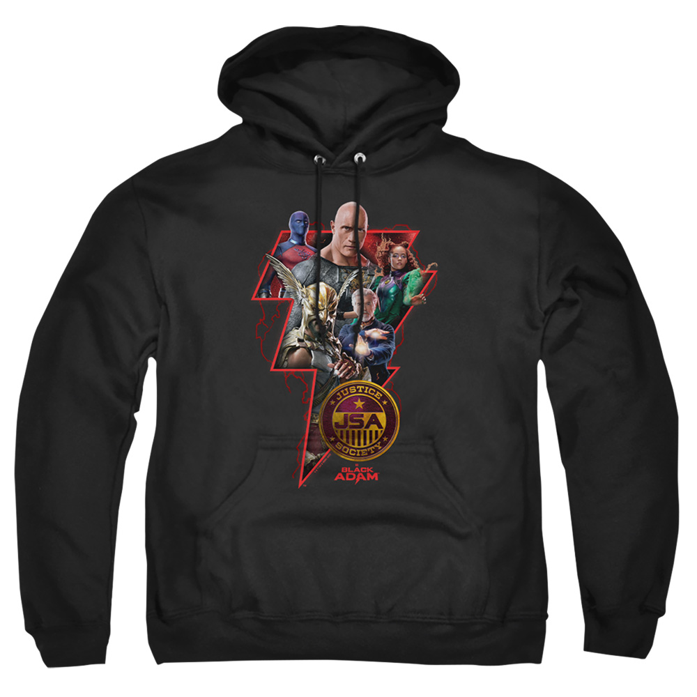 Black Adam Character Bolt-Adult Pull-Over Hoodie, Black - Small
