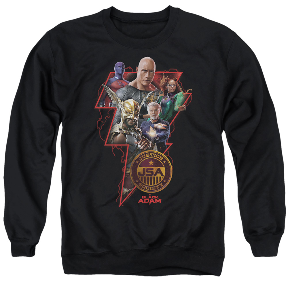 Black Adam Character Bolt-Adult Crewneck Sweatshirt, Black - Medium