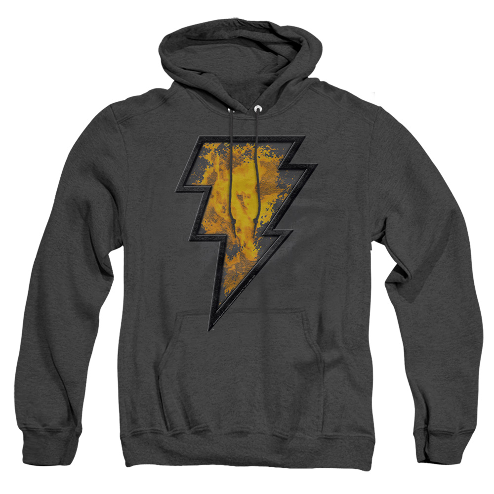 Black Adam Beveled Emblem-Adult Heather Hoodie, Black - Medium