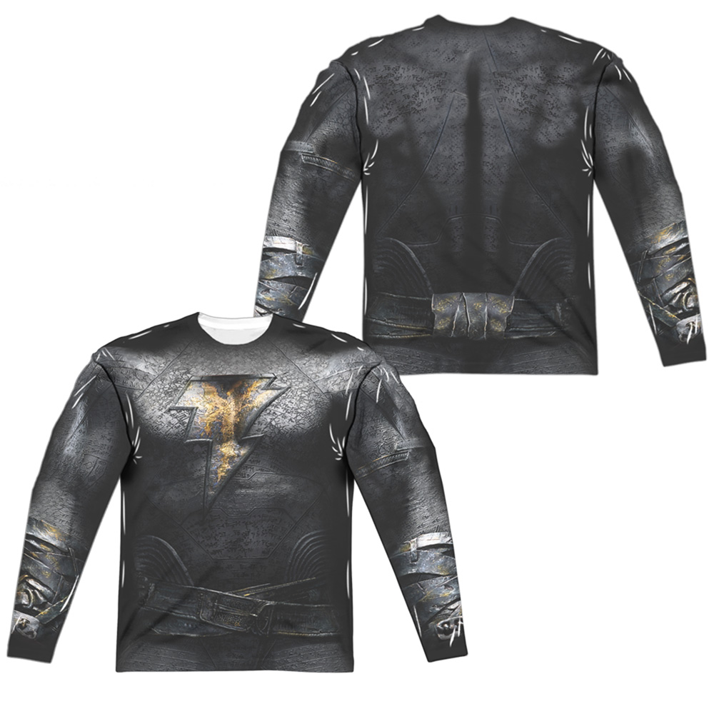 Black Adam & Outfit-Long Sleeve Adult Polyester Crew T-Shirt, White - Medium