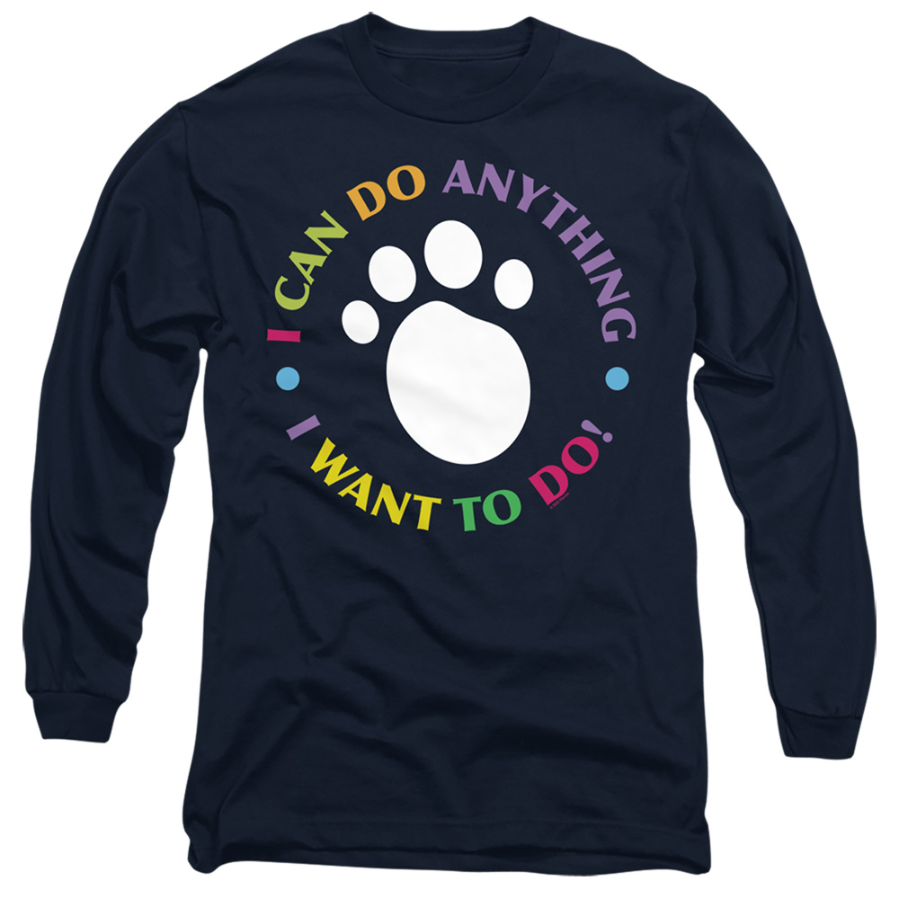Blues Clues Classic & I Can Do Anything-Long Sleeve Adult 18-1 T-Shirt, Navy - Large