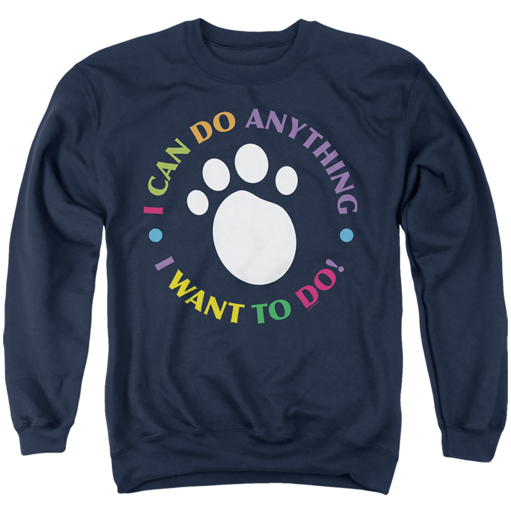 Blues Clues Classic & I Can Do Anything-Adult Crewneck Sweatshirt, Navy - Large