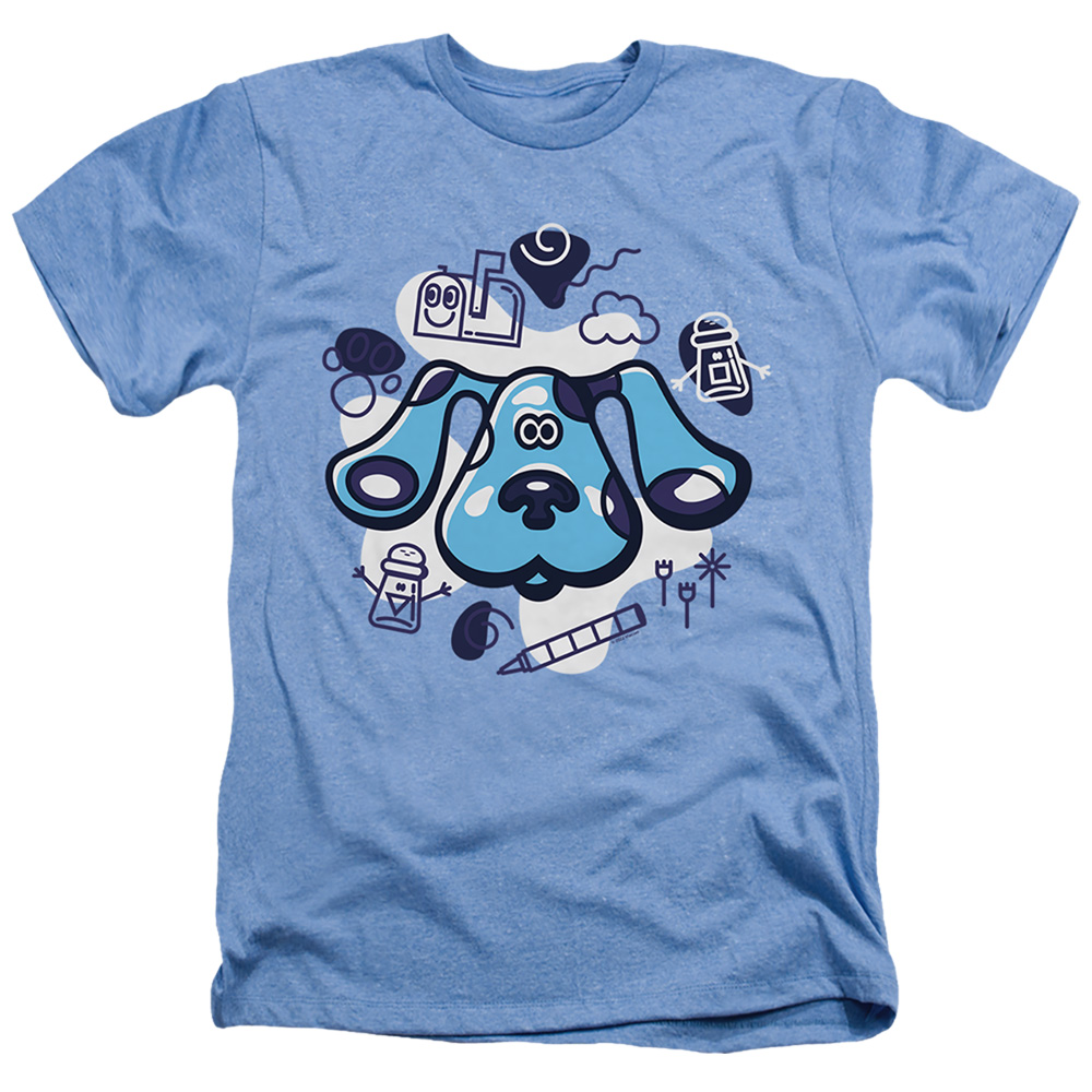 NICK386-HA-2 Blues Clues Classic & Friends-Adult Heather T-Shirt, Light Blue - Medium