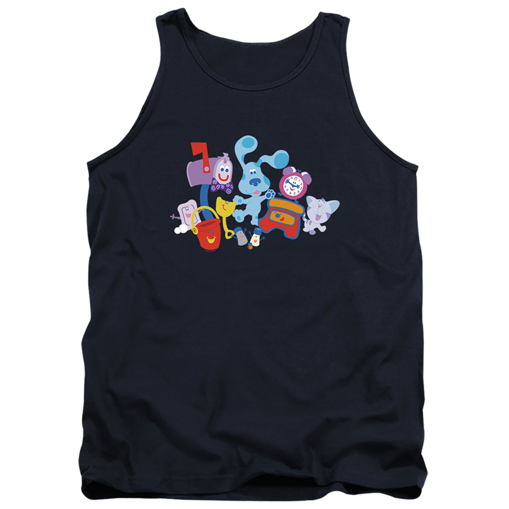 NICK387-TK-1 Blues Clues Classic & Friend Party-Adult Tank Top, Navy - Small