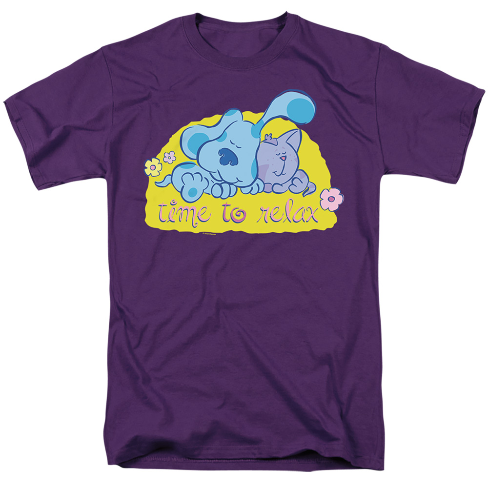 Blues Clues Classic & Time To Relax Short Sleeve Adult 18-1 T-Shirt, Purple - Medium
