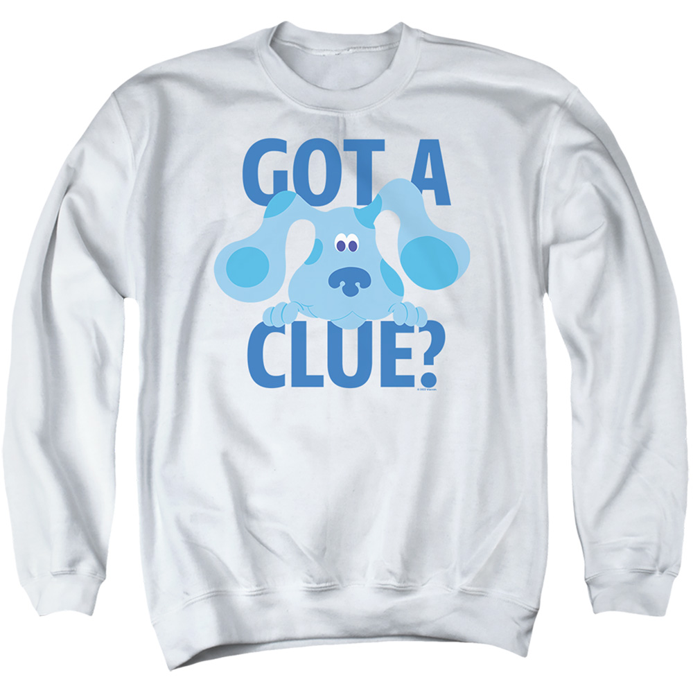 Blues Clues & Get A Clue-Adult Crewneck Sweatshirt, White - Medium
