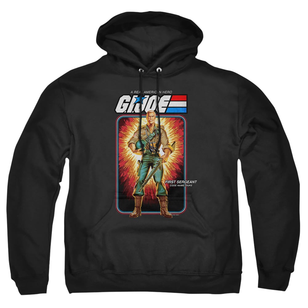 HBRO888-AFTH-7 G.I. Joe & Duke Card-Adult Pull-Over Hoodie, Black - 4X -  Trevco