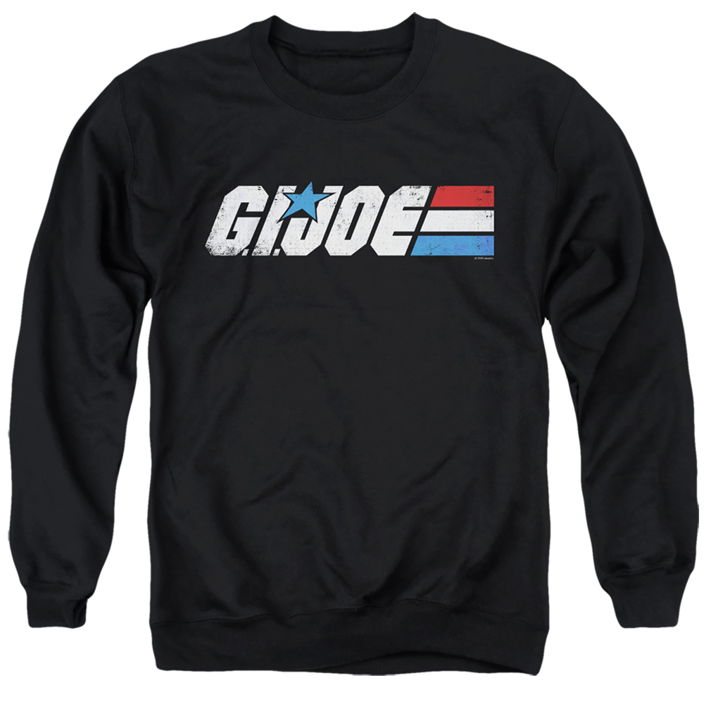 G.I. Joe & Distressed Logo-Adult Crewneck Sweatshirt, Black - Medium