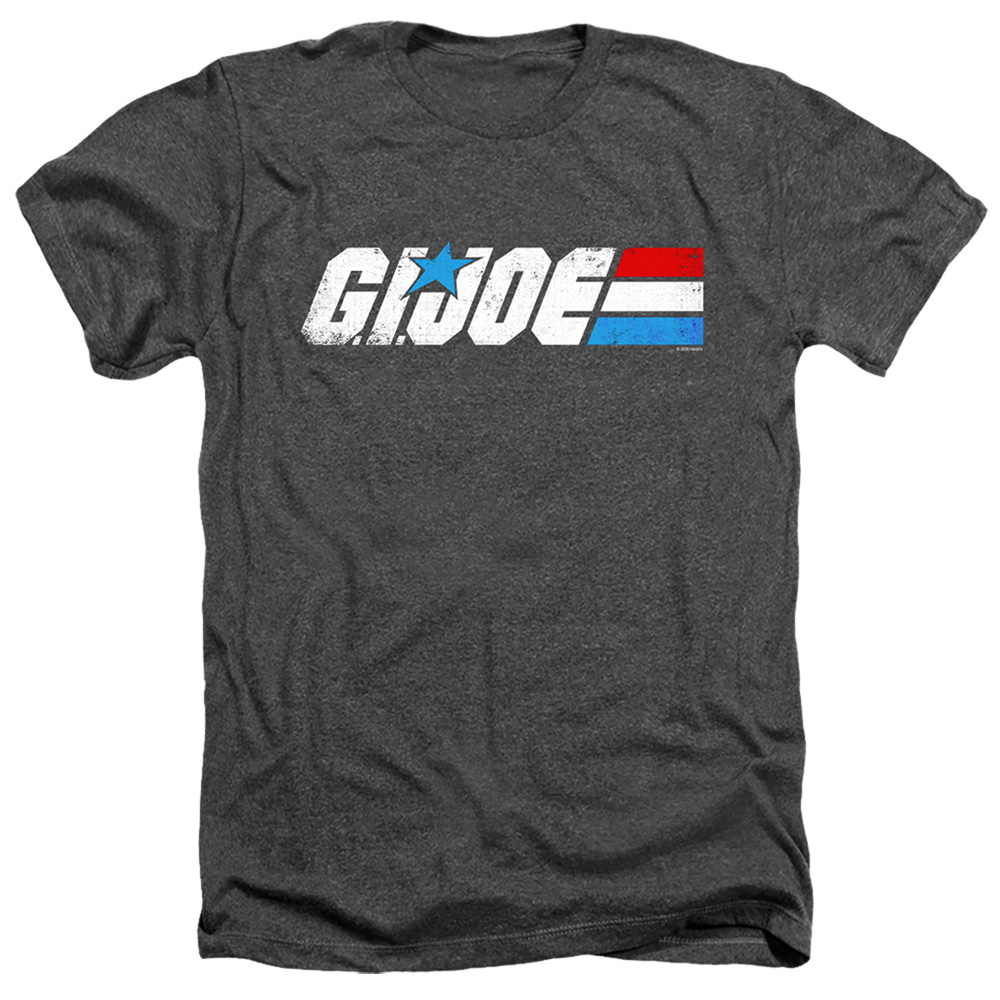 G.I. Joe & Distressed Logo-Adult Heather T-Shirt, Black - Medium