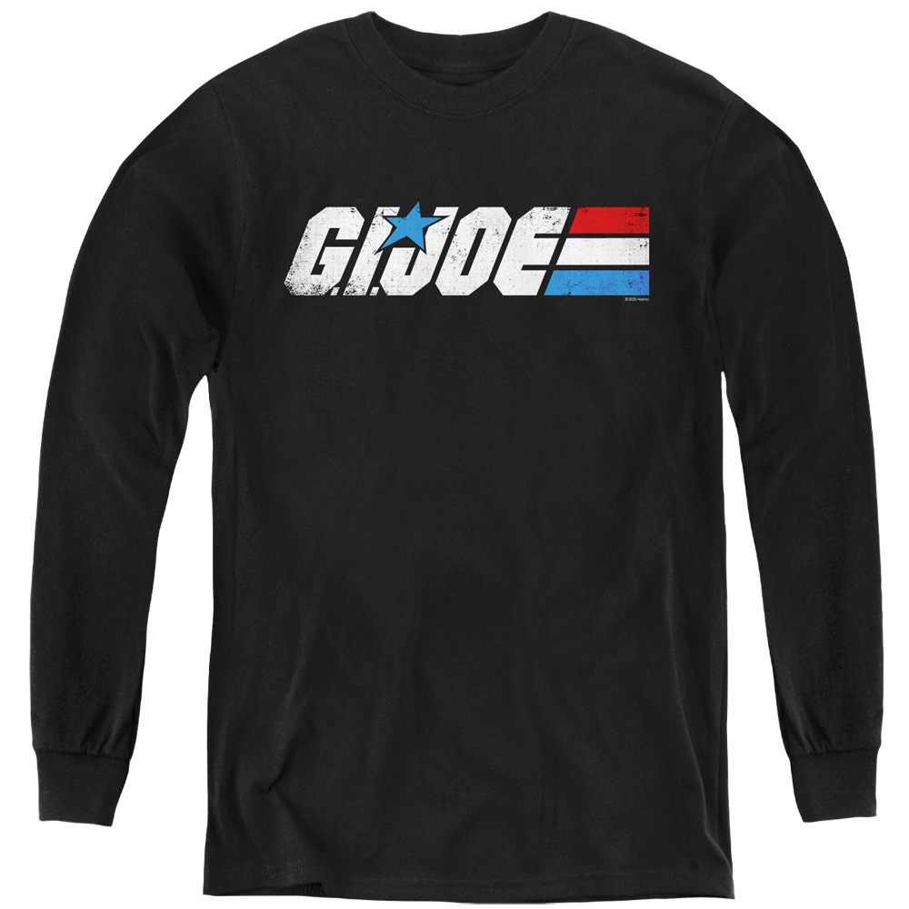 G.I. Joe & Distressed Logo-Youth Long Sleeve T-Shirt, Black - Medium