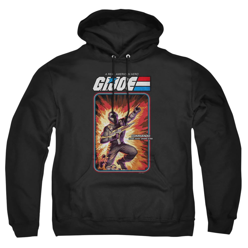 HBRO911-AFTH-7 G.I. Joe & Snake Eyes Card-Adult Pull-Over Hoodie, Black - 4X -  Trevco