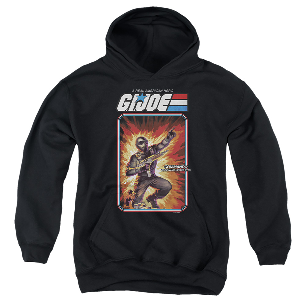 G.I. Joe & Snake Eyes Card-Youth Pull-Over Hoodie, Black - Extra Large