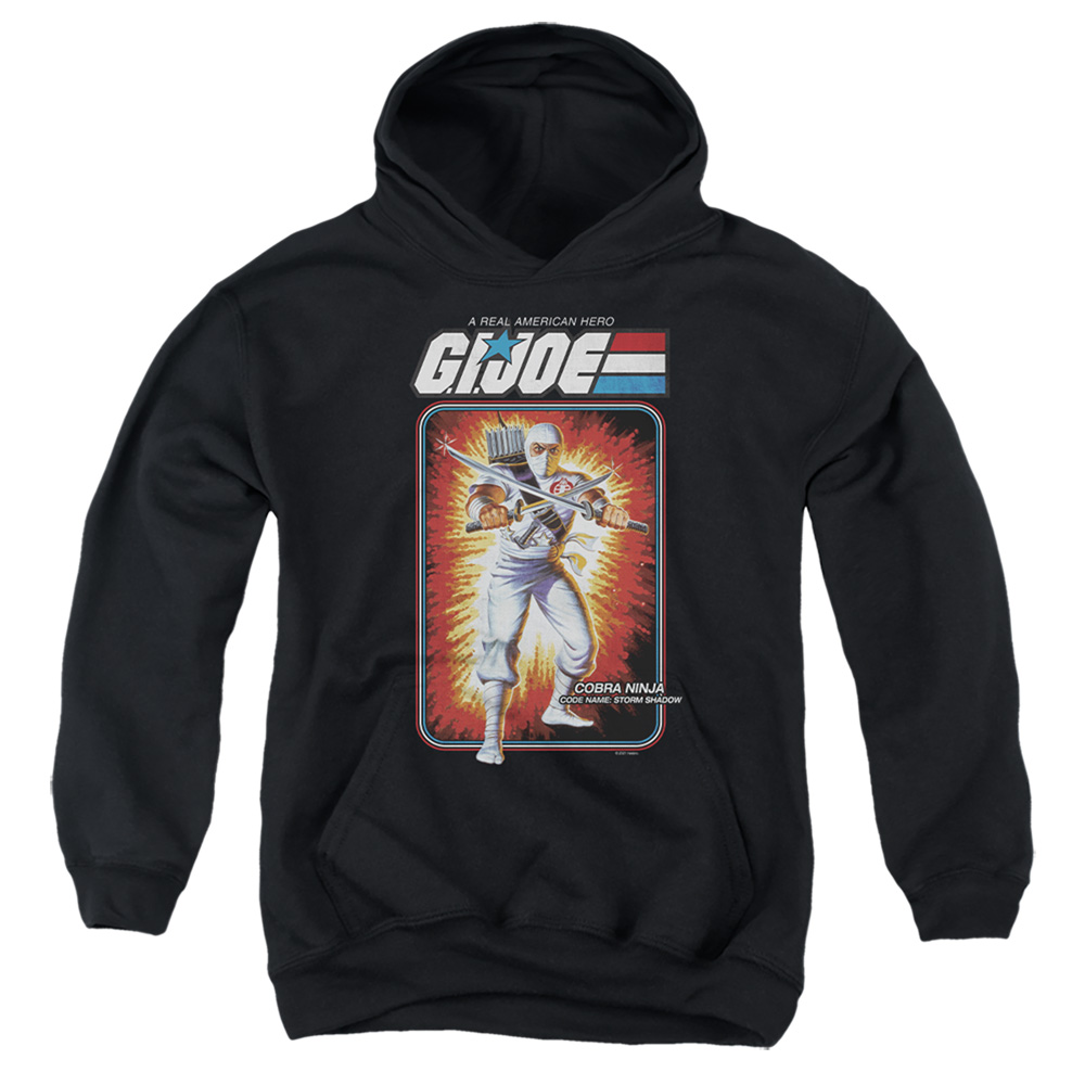 G.I. Joe & Storm Shadow Card-Youth Pull-Over Hoodie, Black - Medium