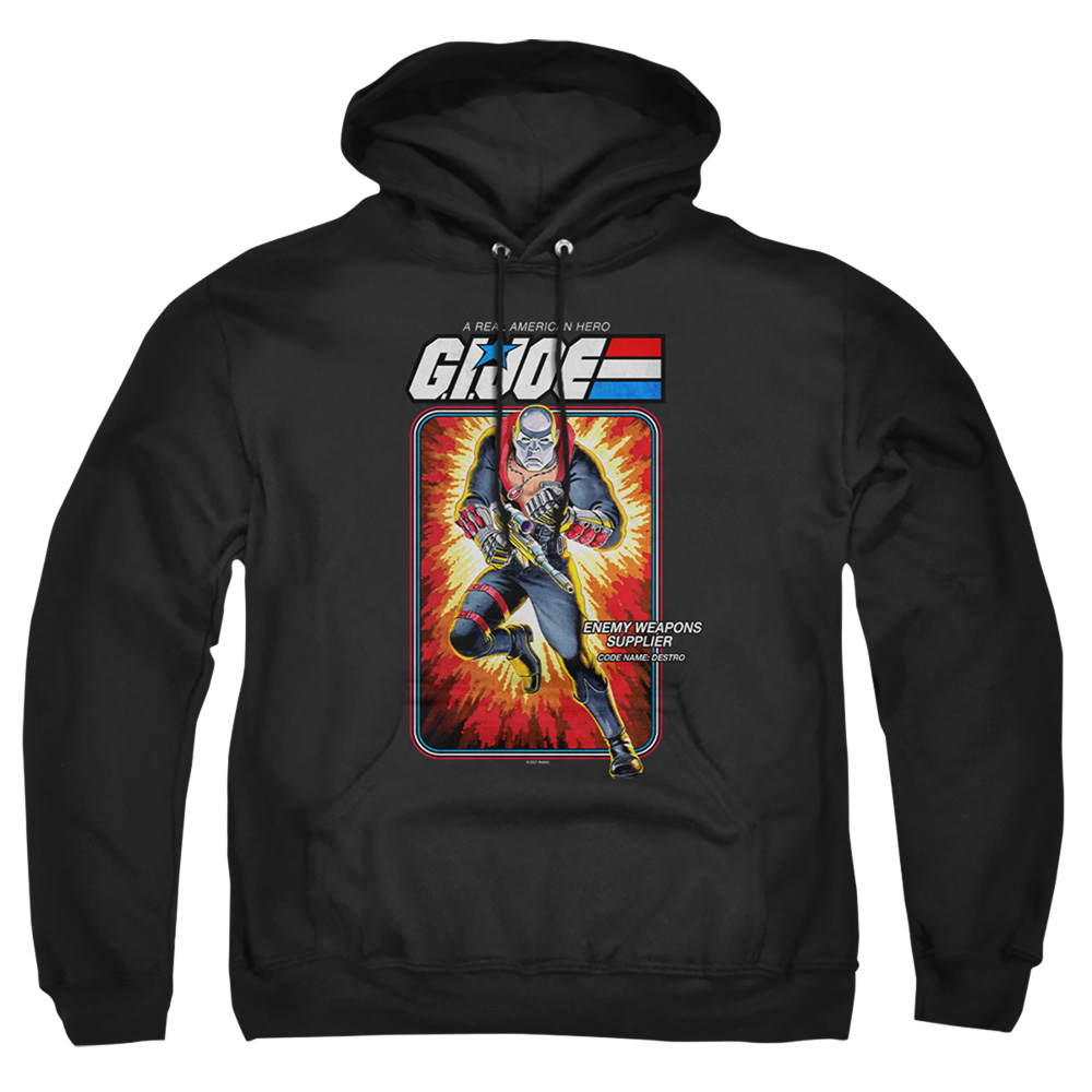 HBRO913-AFTH-7 G.I. Joe & Destro Card-Adult Pull-Over Hoodie, Black - 4X -  Trevco