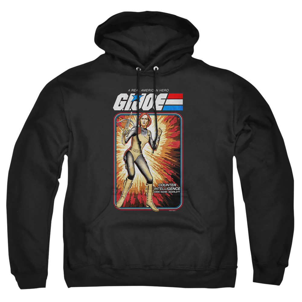 HBRO915-AFTH-7 G.I. Joe & Scarlett Card-Adult Pull-Over Hoodie, Black - 4X -  Trevco