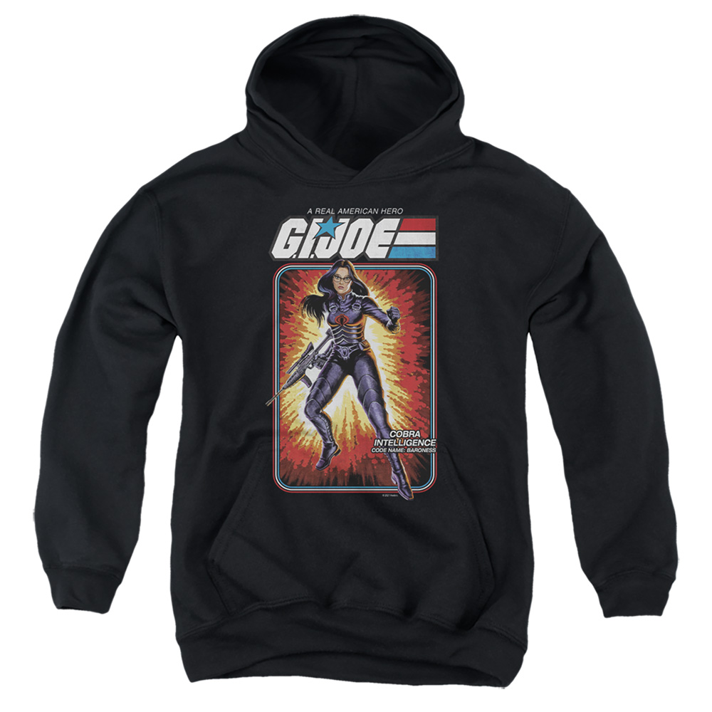 G.I. Joe & Baroness Card-Youth Pull-Over Hoodie, Black - Medium