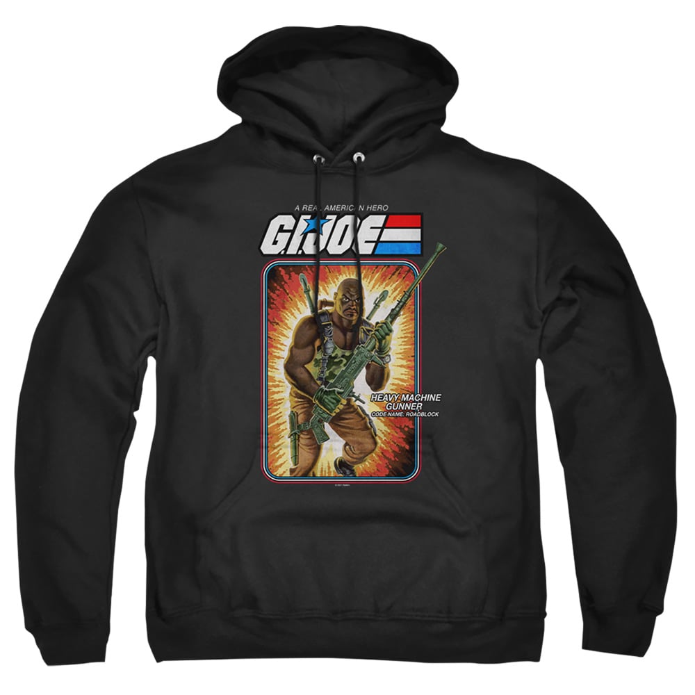 HBRO918-AFTH-7 G.I. Joe & Roadblock Card-Adult Pull-Over Hoodie, Black - 4X -  Trevco