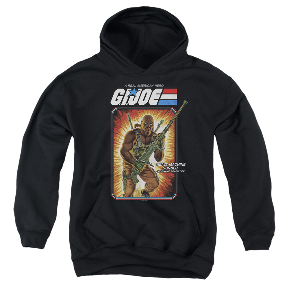 G.I. Joe & Roadblock Card-Youth Pull-Over Hoodie, Black - Small